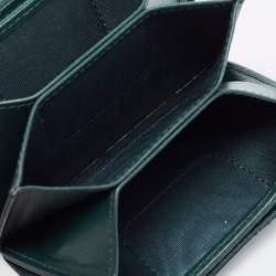 Pre Owned Dior Green Cannage Patent Leather Lady Dior 5 Gusset Card Holder