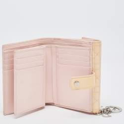 Pre Owned Dior Cream Cannage Patent Leather Lady Dior Flap Wallet