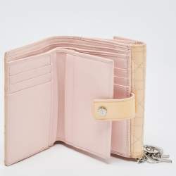 Pre Owned Dior Cream Cannage Patent Leather Lady Dior Flap Wallet