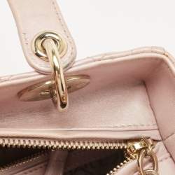 Pre Owned Dior Pink Leather Medium Lady Dior Tote Bag