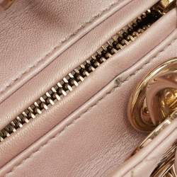 Pre Owned Dior Pink Leather Medium Lady Dior Tote Bag
