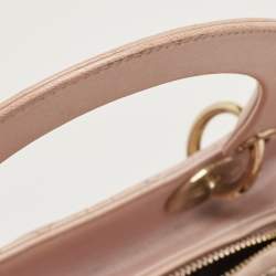 Pre Owned Dior Pink Leather Medium Lady Dior Tote Bag