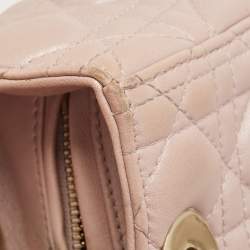 Pre Owned Dior Pink Leather Medium Lady Dior Tote Bag