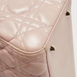 Pre Owned Dior Pink Leather Medium Lady Dior Tote Bag