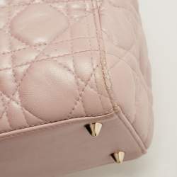 Pre Owned Dior Pink Leather Medium Lady Dior Tote Bag