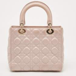 Pre Owned Dior Pink Leather Medium Lady Dior Tote Bag