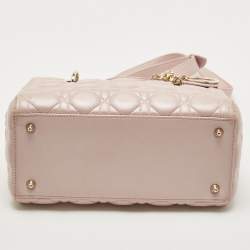 Pre Owned Dior Pink Leather Medium Lady Dior Tote Bag
