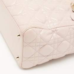 Pre Owned Dior Pink Leather Medium Lady Dior Tote Bag