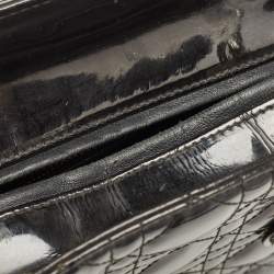 Pre Owned Dior Black Cannage Patent Leather Large Lady Dior Tote