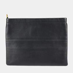 Dior Black Leather Strip Pouch