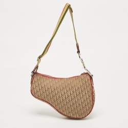 Pre Owned Dior Multicolor Oblique Canvas and Leather Rasta Trotter Saddle Bag