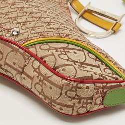 Pre Owned Dior Multicolor Oblique Canvas and Leather Rasta Trotter Saddle Bag