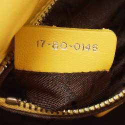 Pre Owned Dior Yellow Cannage Leather Mini Chain Lady Dior Tote