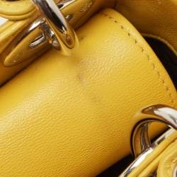 Pre Owned Dior Yellow Cannage Leather Mini Chain Lady Dior Tote