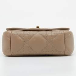 Pre Owned Dior Beige Cannage Leather Micro Caro Crossbody Bag