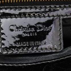 Pre Owned Dior Black Cannage Patent Leather Large Lady Dior Tote