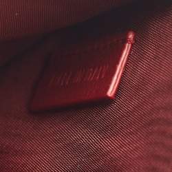 Pre Owned Dior Matte Red Cannage Patent Leather Lady Dior Pouch