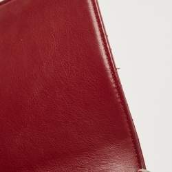 Pre Owned Dior Matte Red Cannage Patent Leather Lady Dior Pouch