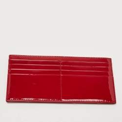 Pre Owned Dior Matte Red Cannage Patent Leather Lady Dior Pouch