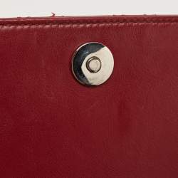 Pre Owned Dior Matte Red Cannage Patent Leather Lady Dior Pouch