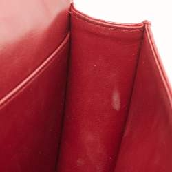 Pre Owned Dior Matte Red Cannage Patent Leather Lady Dior Pouch