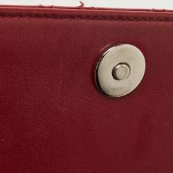 Pre Owned Dior Matte Red Cannage Patent Leather Lady Dior Pouch