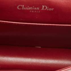 Pre Owned Dior Matte Red Cannage Patent Leather Lady Dior Pouch