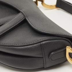 Dior Black Leather Mini Saddle Bag