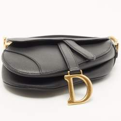 Dior Black Leather Mini Saddle Bag