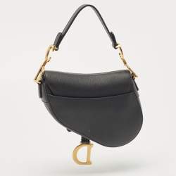 Dior Black Leather Mini Saddle Bag