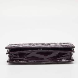 Pre Owned Dior Purple Cannage Patent Leather Lady Dior Chain Clutch