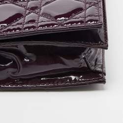 Pre Owned Dior Purple Cannage Patent Leather Lady Dior Chain Clutch