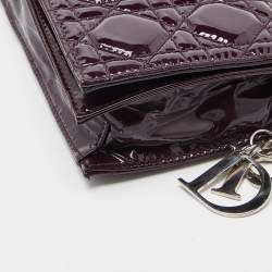 Pre Owned Dior Purple Cannage Patent Leather Lady Dior Chain Clutch
