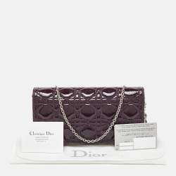 Pre Owned Dior Purple Cannage Patent Leather Lady Dior Chain Clutch