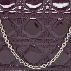 Pre Owned Dior Purple Cannage Patent Leather Lady Dior Chain Clutch