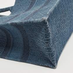 Pre Owned Dior Navy Blue Oblique Denim Medium Book Tote