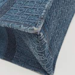 Pre Owned Dior Navy Blue Oblique Denim Medium Book Tote