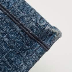 Pre Owned Dior Navy Blue Oblique Denim Medium Book Tote