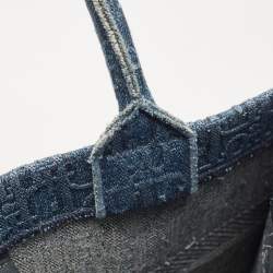 Pre Owned Dior Navy Blue Oblique Denim Medium Book Tote