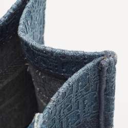 Pre Owned Dior Navy Blue Oblique Denim Medium Book Tote