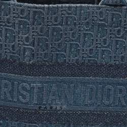 Pre Owned Dior Navy Blue Oblique Denim Medium Book Tote