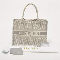 Pre Owned Dior Grey Oblique Canvas Medium Book Tote