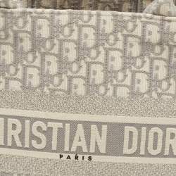 Pre Owned Dior Grey Oblique Canvas Medium Book Tote
