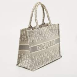 Pre Owned Dior Grey Oblique Canvas Medium Book Tote