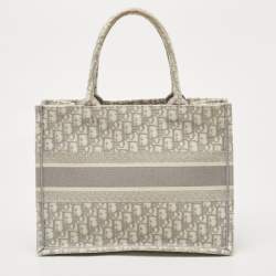 Pre Owned Dior Grey Oblique Canvas Medium Book Tote