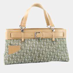 Pre Owned Dior Brown/Green Oblique Canvas Trotter Tote Bag