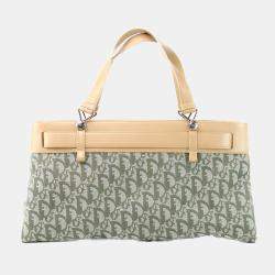 Pre Owned Dior Brown/Green Oblique Canvas Trotter Tote Bag