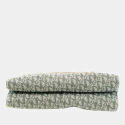 Pre Owned Dior Brown/Green Oblique Canvas Trotter Tote Bag