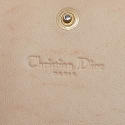 Pre Owned Dior Metallic Beige Python Wristlet Clutch
