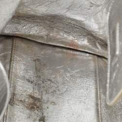 Pre Owned Dior Silver Laminated Leather Medium Diorever Bag